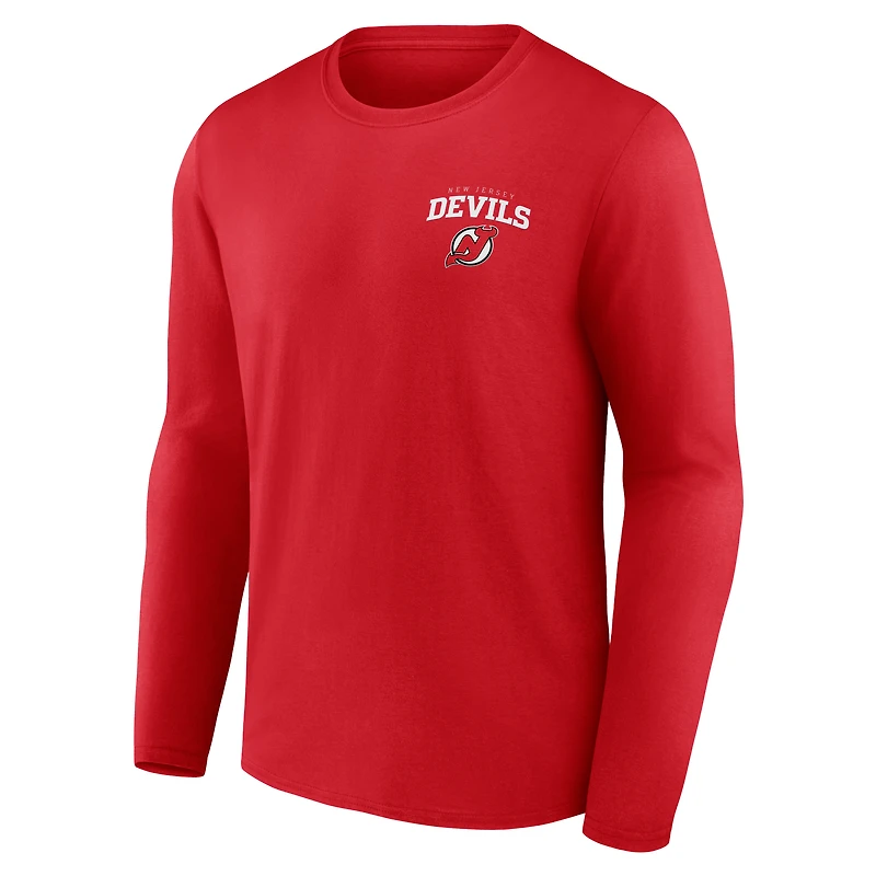 Men's  Red New Jersey Devils Team Lockup Long Sleeve T-Shirt