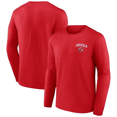Men's  Red New Jersey Devils Team Lockup Long Sleeve T-Shirt