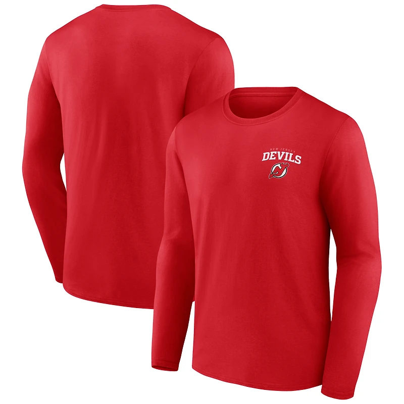 T-shirt rouge à manches longues pour homme, équipe des Devils du New Jersey