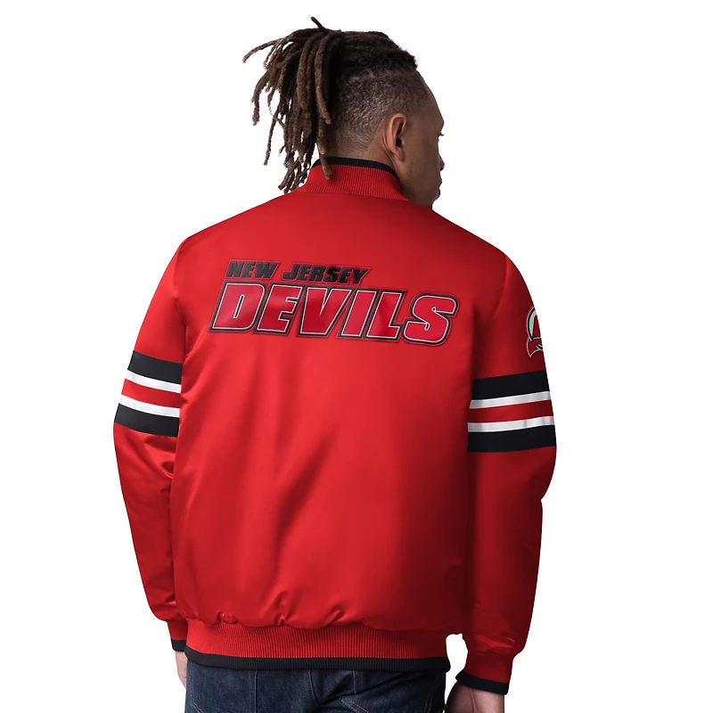 Men's Starter Red New Jersey Devils Scout I Full-Snap Varsity Jacket