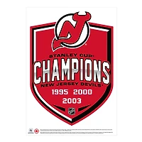 New Jersey Devils 3-Time Stanley Cup Champions - 16'' x 22'' Repositionable Shield Decal