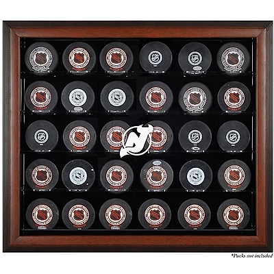 Vitrine de présentation marron pour 30 rondelles des Devils du New Jersey