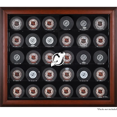 Vitrine de présentation en acajou pour 30 rondelles des Devils du New Jersey