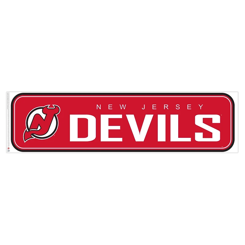 Devils du New Jersey - Décalcomanie murale longue conception repositionnable de l'équipe 90'' x 23''