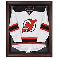 Vitrine de présentation du maillot avec logo encadré marron des Devils du New Jersey