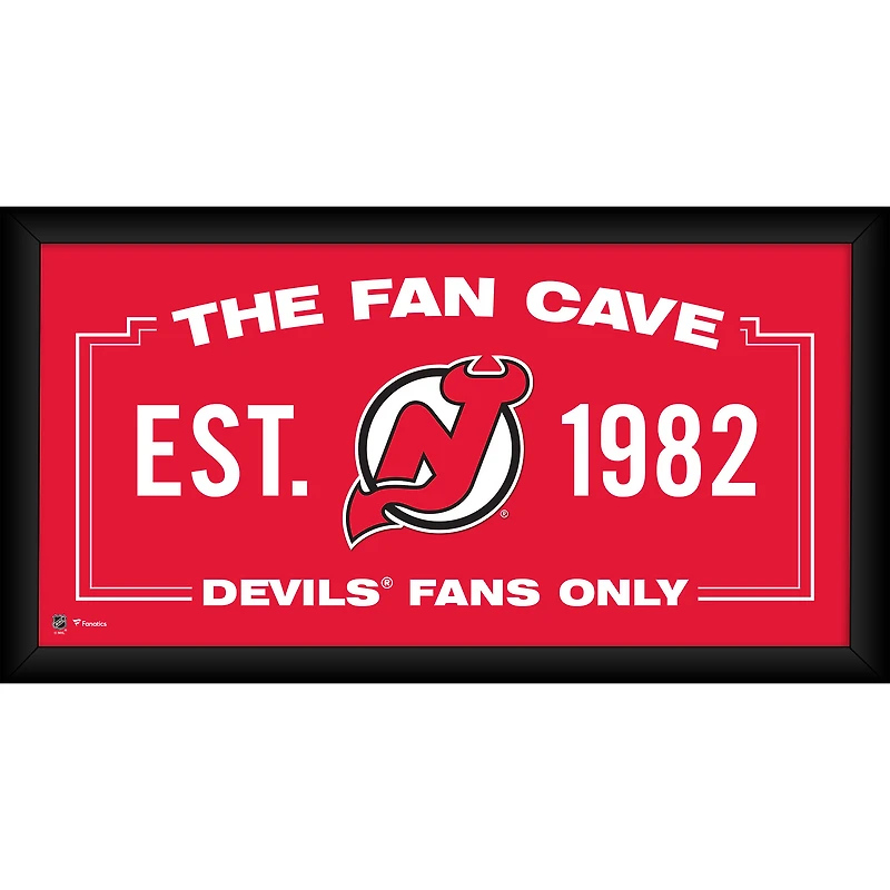 Devils du New Jersey Encadré 10" x 20" Fan Cave Collage