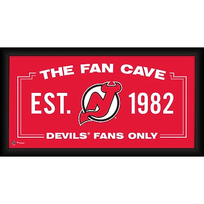 Devils du New Jersey Encadré 10" x 20" Fan Cave Collage
