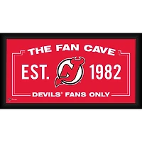 Devils du New Jersey Encadré 10" x 20" Fan Cave Collage
