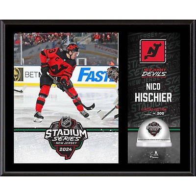 Nico Hischier New Jersey Devils 12" x 15" 2024 NHL Stadium Series Sublimated Plaque with Game-Used Ice - Limited Edition of 200