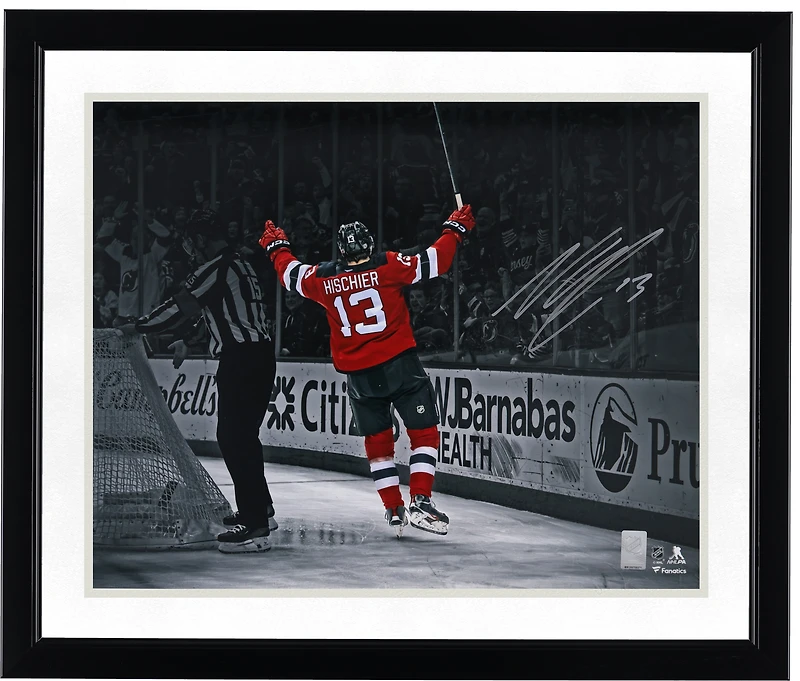 Nico Hischier New Jersey Devils Autographed 16" x 20" Celebration Spotlight Photograph