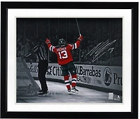 Nico Hischier New Jersey Devils Autographed 16" x 20" Celebration Spotlight Photograph