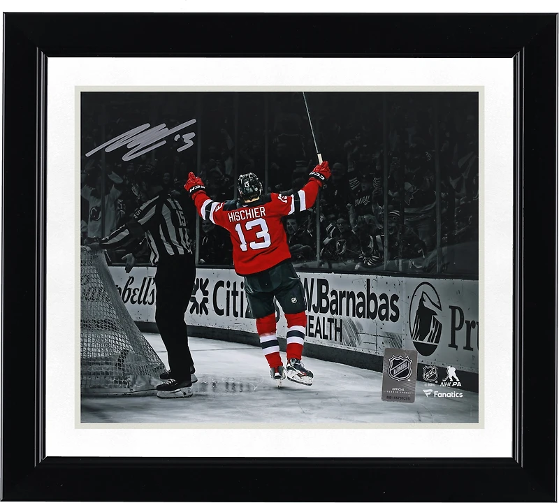 Nico Hischier New Jersey Devils Autographed 8" x 10" Celebration Spotlight Photograph