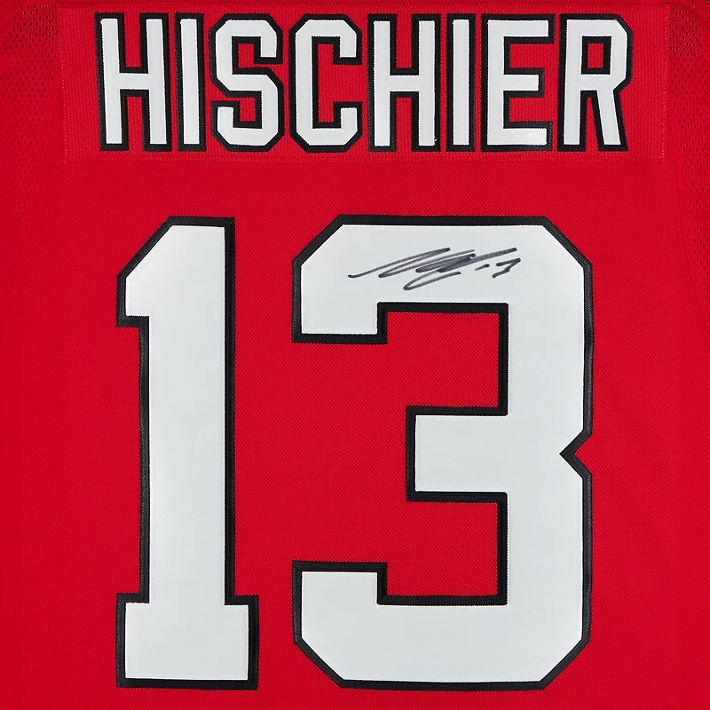 Maillot premium dédicacé par Nico Hischier des Devils du New Jersey, Red Fanatics