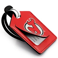 Étiquette de bagage en cuir personnalisée Devils du New Jersey rouge