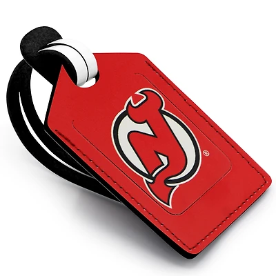 Étiquette de bagage en cuir personnalisée Devils du New Jersey rouge
