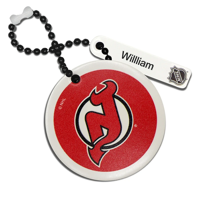 Étiquette de sac rectangle en cuir rouge New Jersey Devils personnalisée