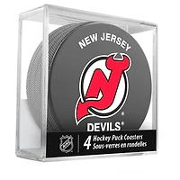 The Sports Vault New Jersey Devils Ensemble de dessous de verre 4 pièces avec rondelle