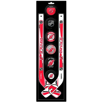 The Sports Vault Ensemble de huit mini bâtons de hockey et rondelles en mousse des Devils du New Jersey
