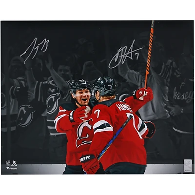 Photographie autographiée de Tyler Toffoli et Dougie Hamilton des Devils du New Jersey, 16" x 20"