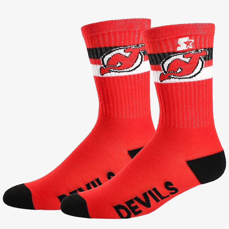 Chaussettes unisexes Starter New Jersey Devils à deux bandes aux couleurs de l'équipe