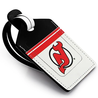 White New Jersey Devils Personalized Leather Luggage Tag