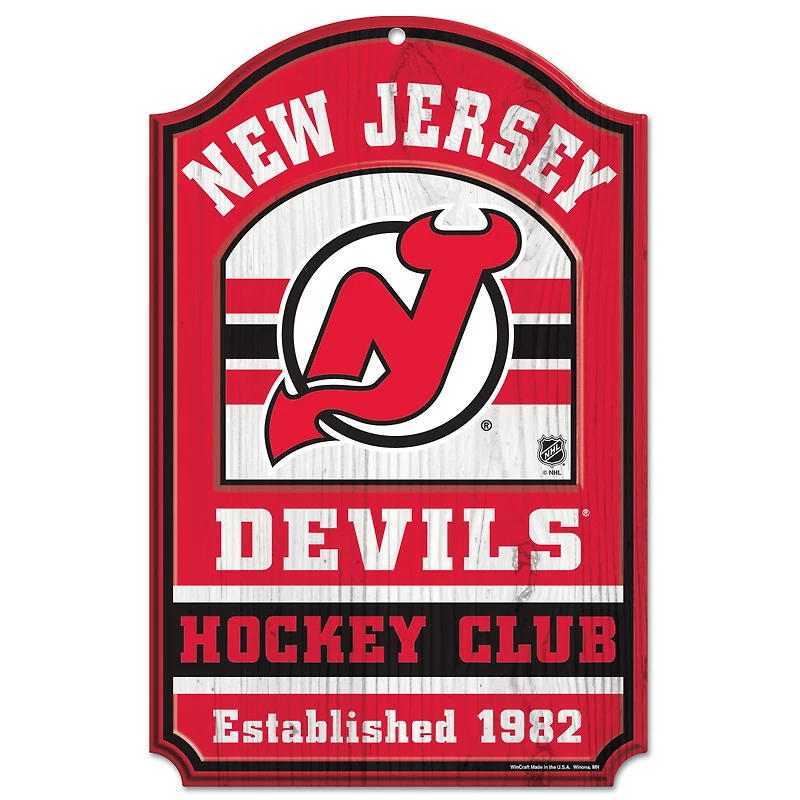 Panneau en bois WinCraft du club de hockey des Devils du New Jersey (11'' x 17'')
