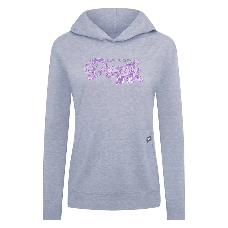 Women's Levelwear Heather Gray New Jersey Devils Hockey Fights Cancer Relay Pullover Hoodie