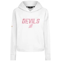 Sweat à capuche court trois mélanges de fleurs blanches pour la fête des mères Devils du New Jersey femmes Levelwear