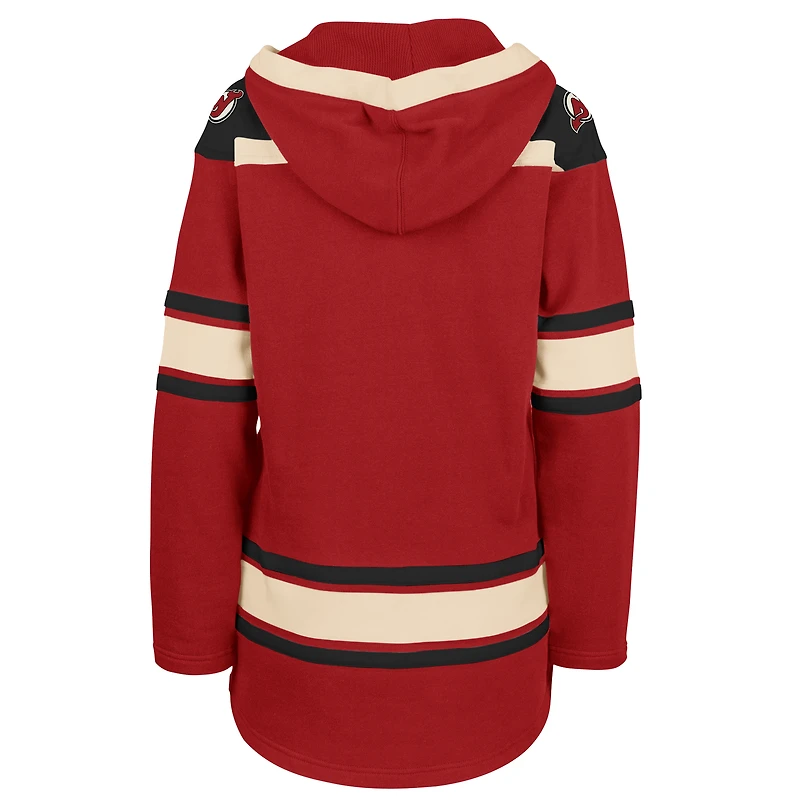 Women's '47  Red New Jersey Devils Superior Lacer Pullover Hoodie