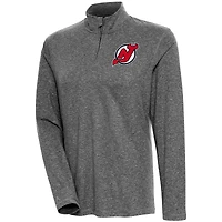 Women's Antigua  Heather Black New Jersey Devils Confront Quarter-Zip Pullover Top