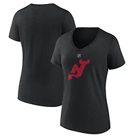 Women's  Black New Jersey Devils Alternate Logo V-Neck T-Shirt