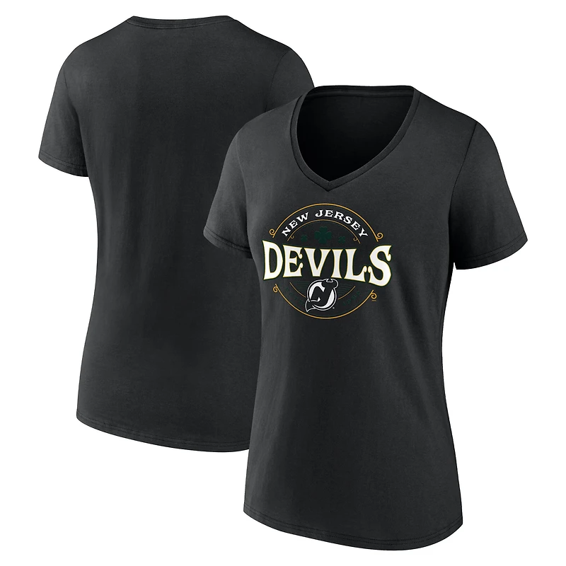 Women's Black New Jersey Devils Lucky V-Neck T-Shirt