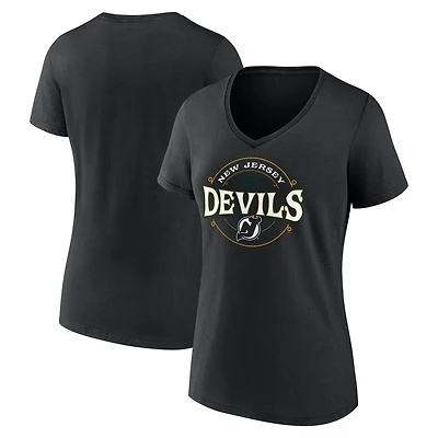 Women's  Black New Jersey Devils Lucky V-Neck T-Shirt