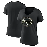 Women's  Black New Jersey Devils Lucky V-Neck T-Shirt