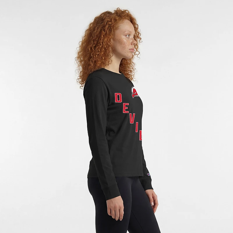 T-shirt à manches longues Champion Black New Jersey Devils pour femmes