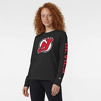 T-shirt à manches longues noir Champion New Jersey Devils pour femmes