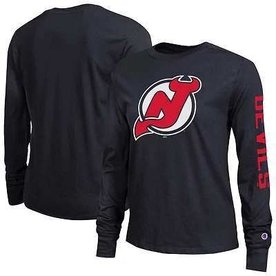 T-shirt à manches longues noir Champion New Jersey Devils pour femmes