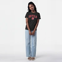 T-shirt noir Champion pour femmes avec logo mascotte des New Jersey Devils.