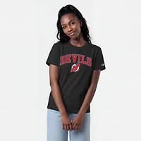 T-shirt noir Champion pour femmes avec logo mascotte des New Jersey Devils.