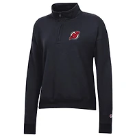 Women's Champion  Black New Jersey Devils Powerblend Quarter-Zip Sweatshirt