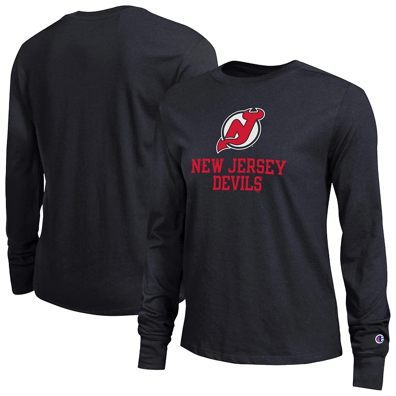 T-shirt à manches longues noir Champion New Jersey Devils pour femmes