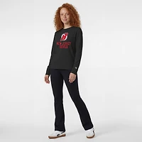 Women's Champion  Black New Jersey Devils Wordmark Lockup Long Sleeve T-Shirt