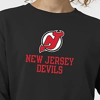 Women's Champion  Black New Jersey Devils Wordmark Lockup Powerblend Sweatshirt