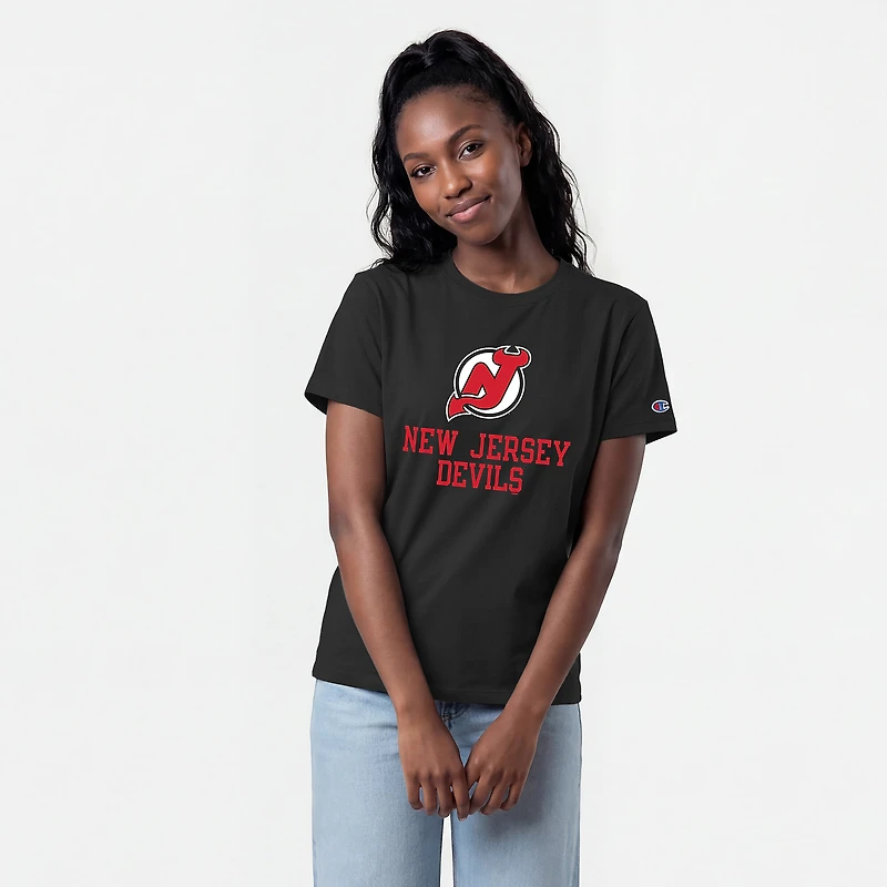 Women's Champion Black New Jersey Devils Wordmark Lockup T-Shirt