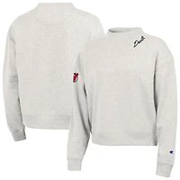 Women's Champion  Oatmeal New Jersey Devils Collar Script Triumph Fleece Crewneck Sweatshirt