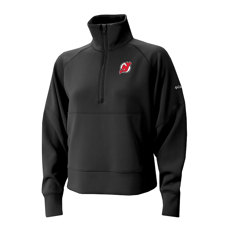 Pull à demi-zip Columbia Black New Jersey Devils Wickhams Hills Raglan Omni-Wick pour femme