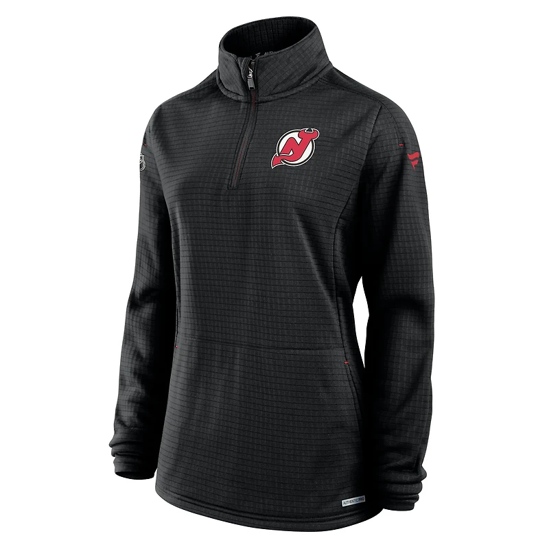 Haut à enfiler léger quart de zip New Jersey Devils Authentic Pro Rink pour femme Fanatics Black