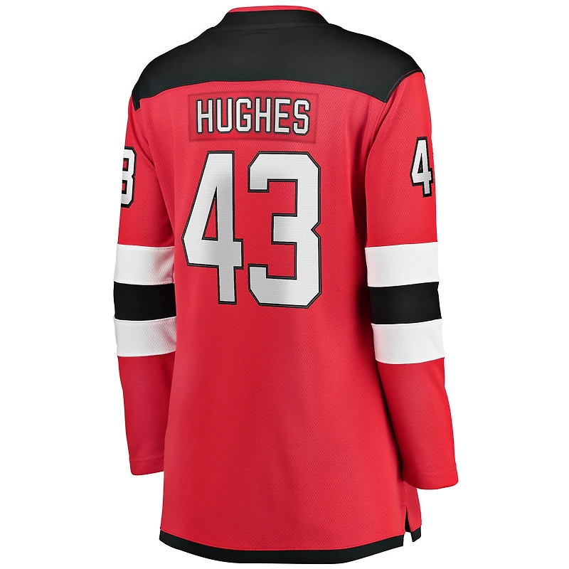 Fanatics pour femmes Luke Hughes rouge New Jersey Devils Home Breakaway Player Maillot