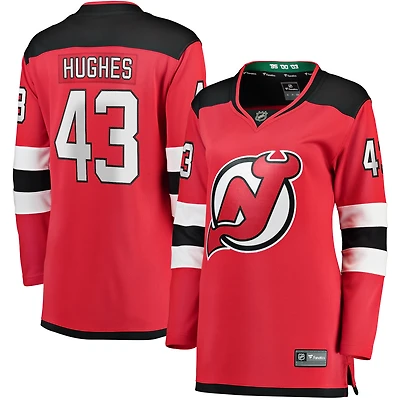 Fanatics pour femmes Luke Hughes rouge New Jersey Devils Home Breakaway Player Maillot