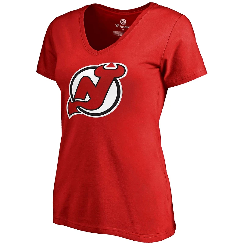 Fanatics pour femmes Nico Hischier Red New Jersey Devils Plus Backer Name & Number T-shirt à col en V